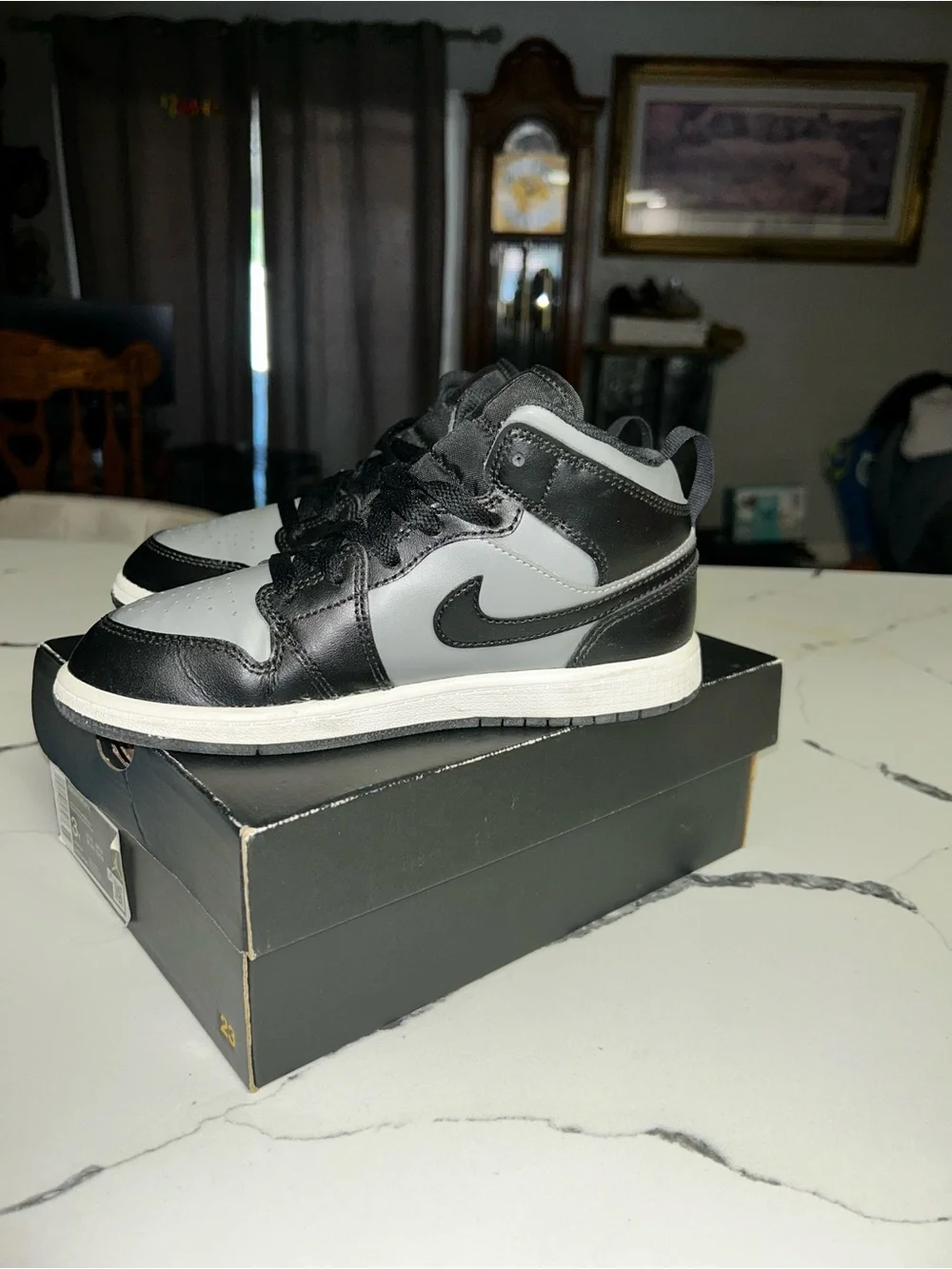 Jordan Kids High-Top Sneakers in Black, Gray & Red